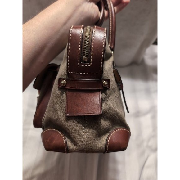 Dooney & Bourke Signature Beige Brown Double Lock Pocket Medium Satchel Bag - Picture 5 of 13